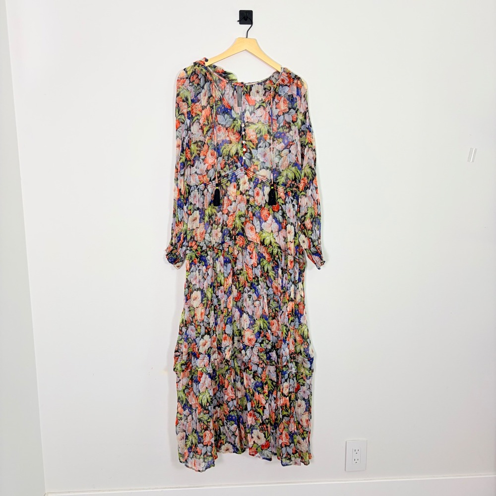 Anthropologie The Marais Printed Chiffon Maxi Dress Floral XL OB1371223 - Picture 2 of 9